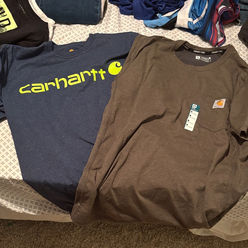 Carhartt Mens Navy and Brown Short Sleeve Tees